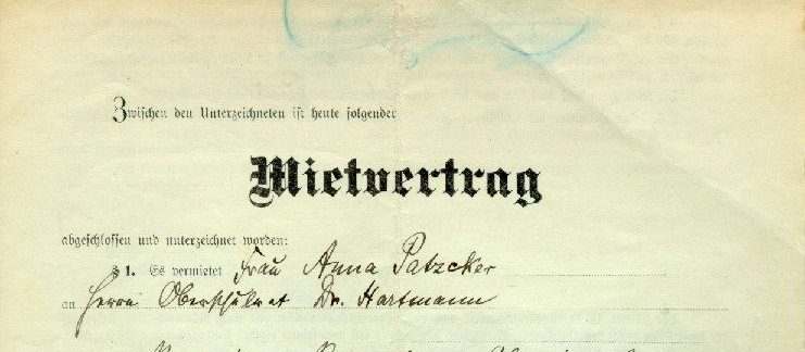 Mietvertrag 1911 Ausschnitt